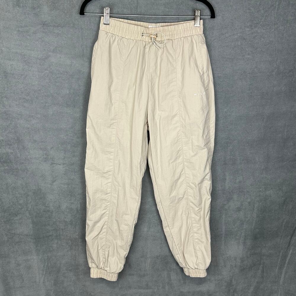 Wilo The Label Parachute Pants Womens Extra Small Tan Elastic Waist Jogger Gym
